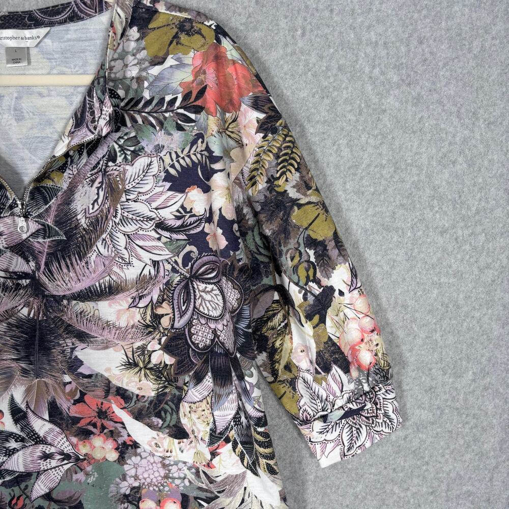 Christopher Banks Shirt Large Floral Paisley 1/4 … - image 4